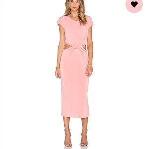 Glamorous Pink Midi Front Twist Dress